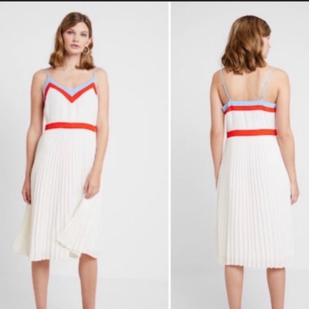 Banana Republic Red and Blue V-Neck Dress